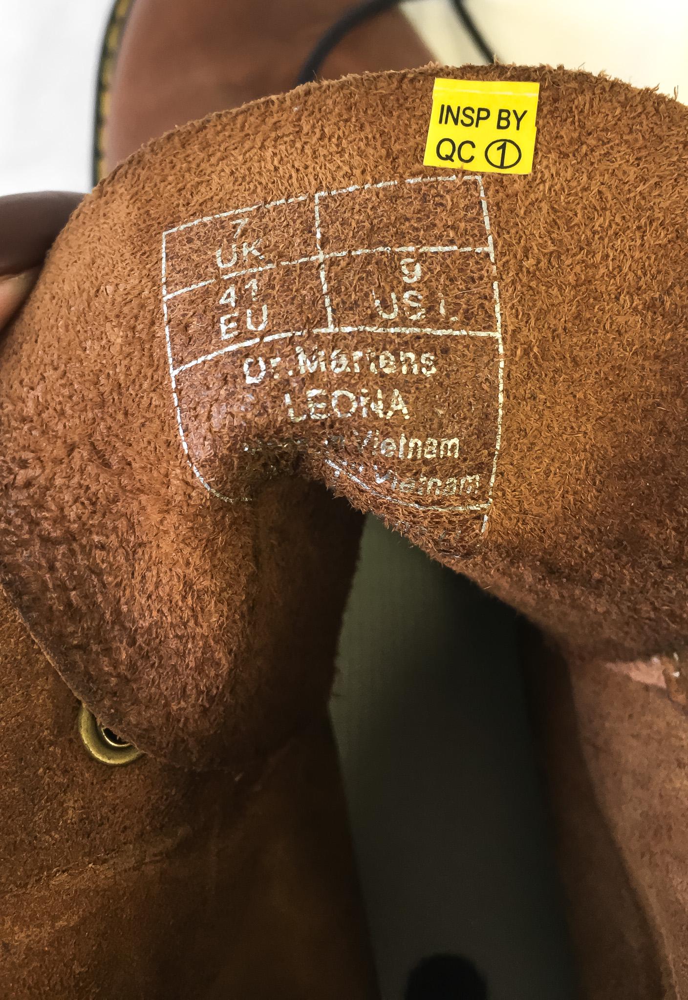 Vintage Dr. Martens Leona Brown Leather Chunky Platform Combat Boots, Women's Sz. 9