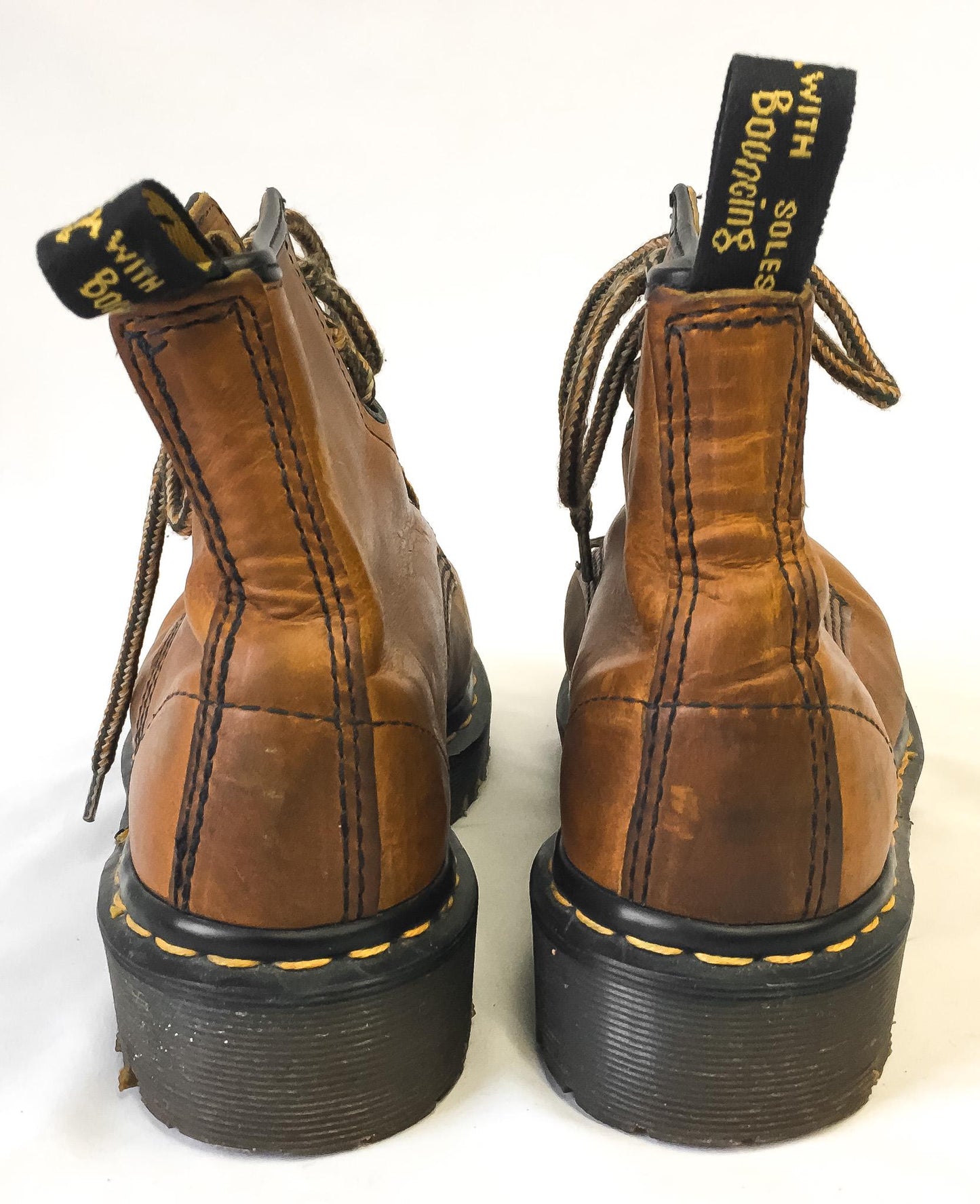 Vintage 90s Dr. Martens Brown Leather Ankle Boots Made in England, Approx. Women's Sz. 9/10, Men's 8/9