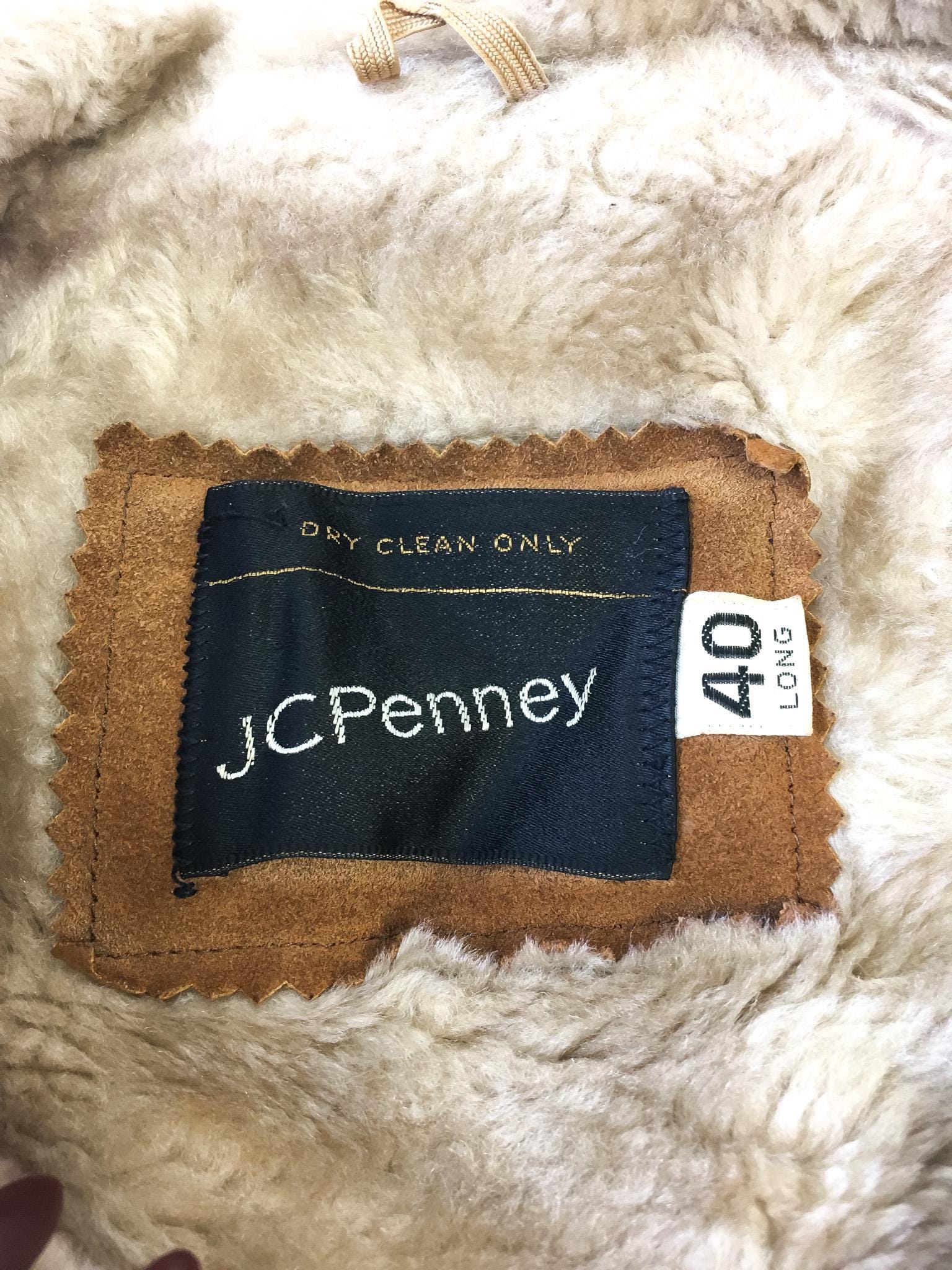 Vintage 70s JCPenney Brown Suede Sherpa Fur Jacket, Men's Sz. M/L