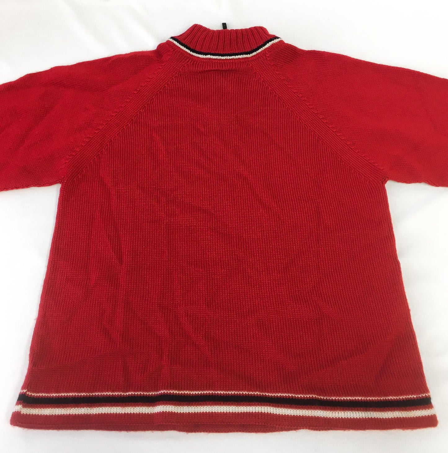 Dale of Norway Red Fair Isle Snowflake Heart Wool Nordic Mock Neck Quarter Zip Sweater, Women's Sz. XS/S