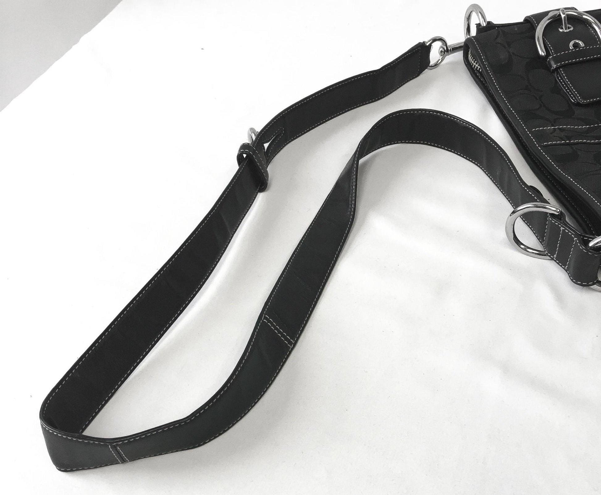 Y2K 00s Coach Black Jacquard Signature Duffle Shoulder Crossbody Bag, Style 3574, Y2K Coach Handbag