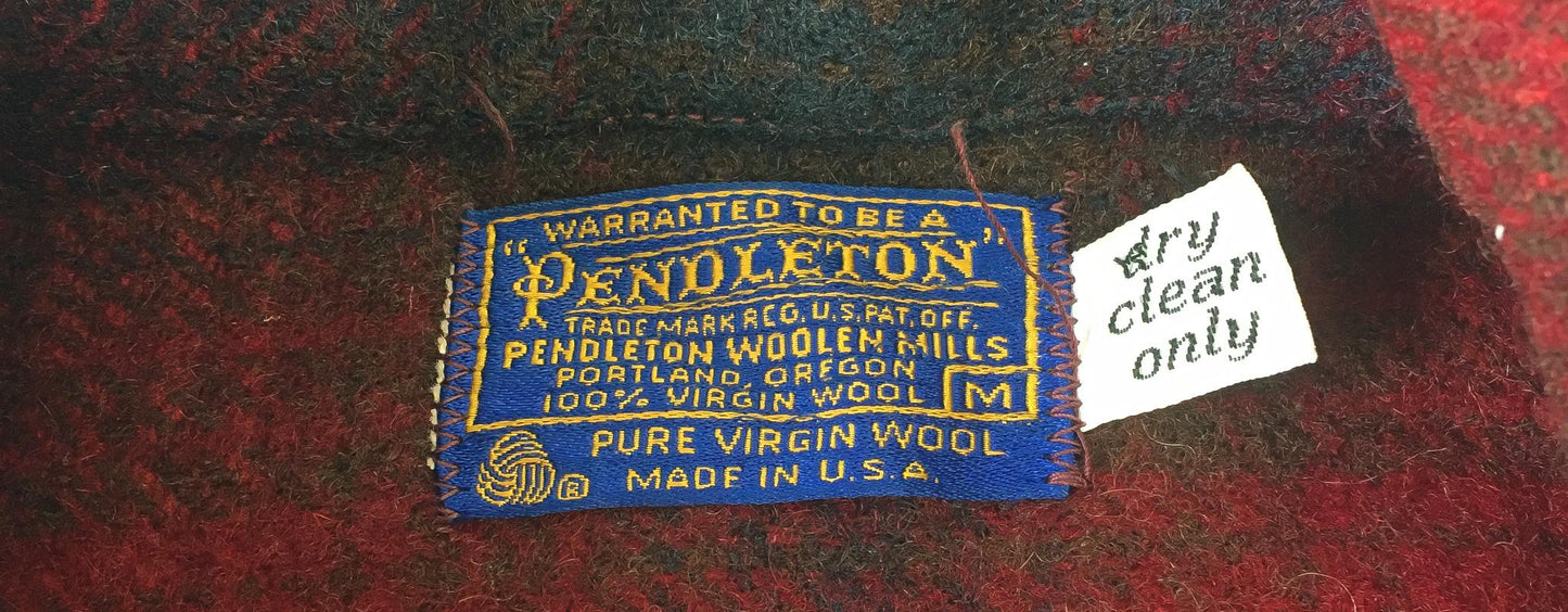 Vintage 70s Pendleton Red/Blue/Brown Plaid Wool Jacket, Men's Sz. M