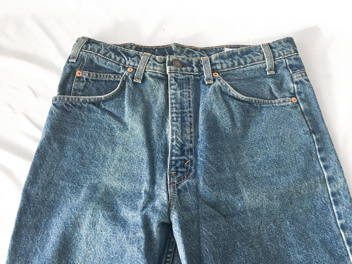 70s Levis Orange Tab 517 Medium Wash High Rise Bootcut Jeans, Unisex Sz. 33" x 29"