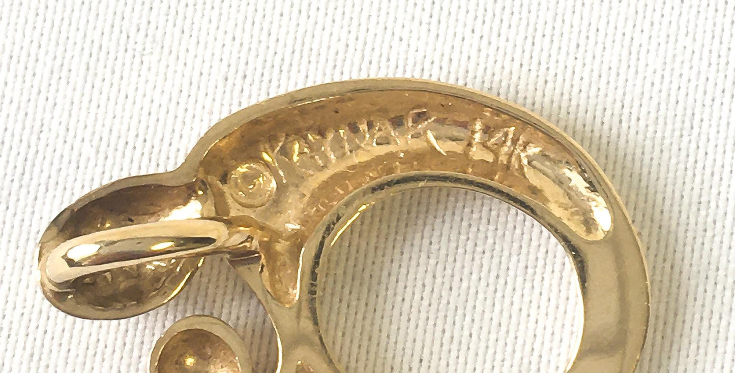 14K Kaynar Yellow Gold Mother Child Freeform Pendant