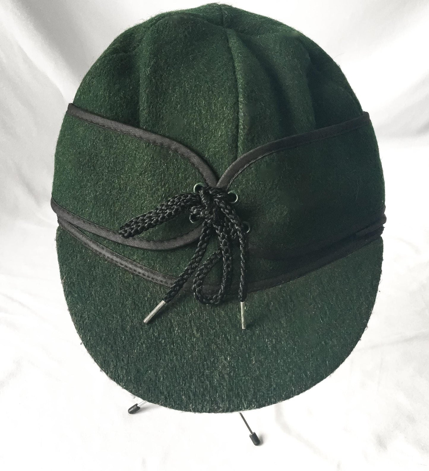 Vintage Green Wool Trapper Style Quilted Hunting Cap, Sz 7 1/4