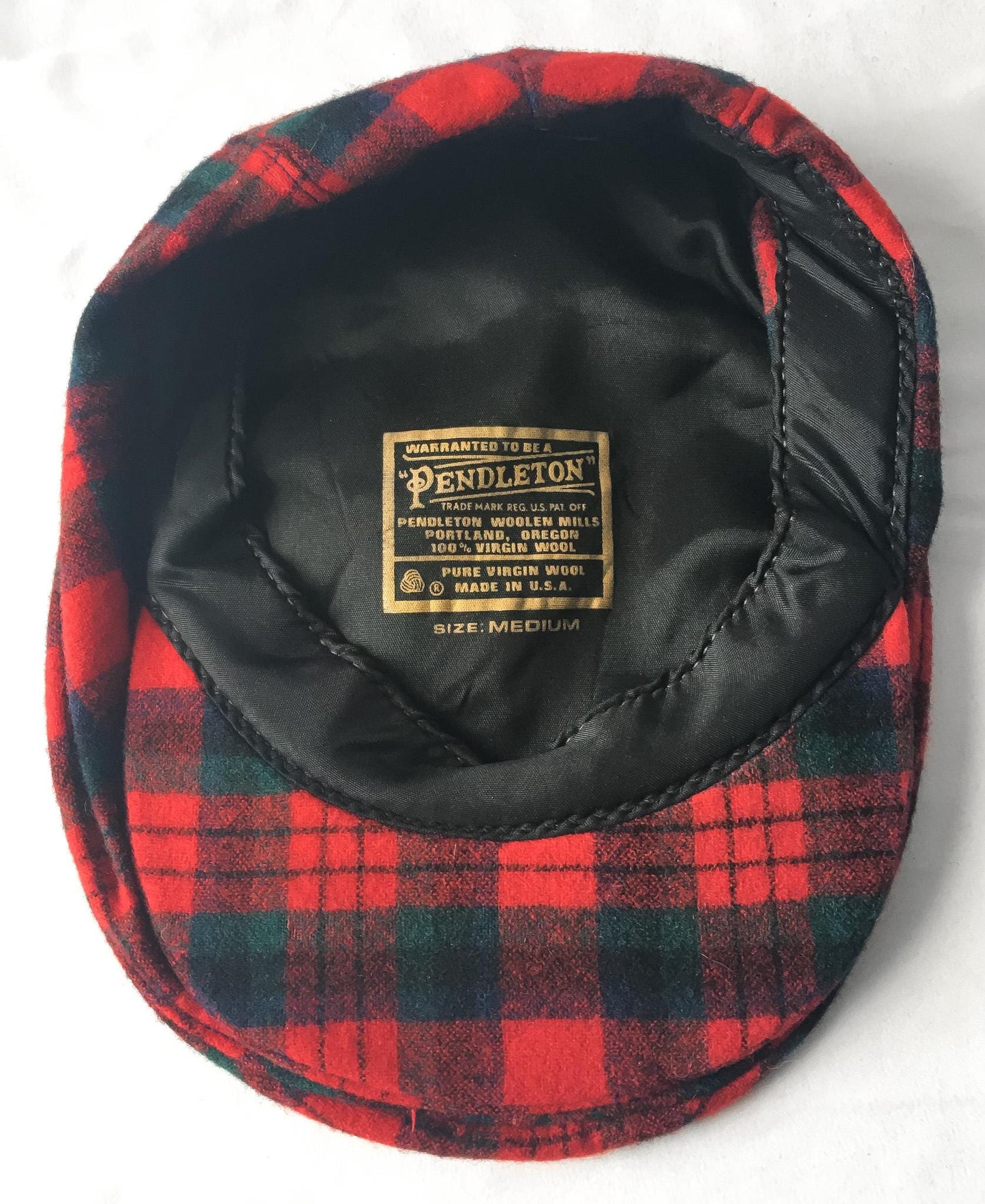 Vintage Pendleton Red Plaid Wool Newsboy Cap, Sz. M, Vintage Preppy Style Hat