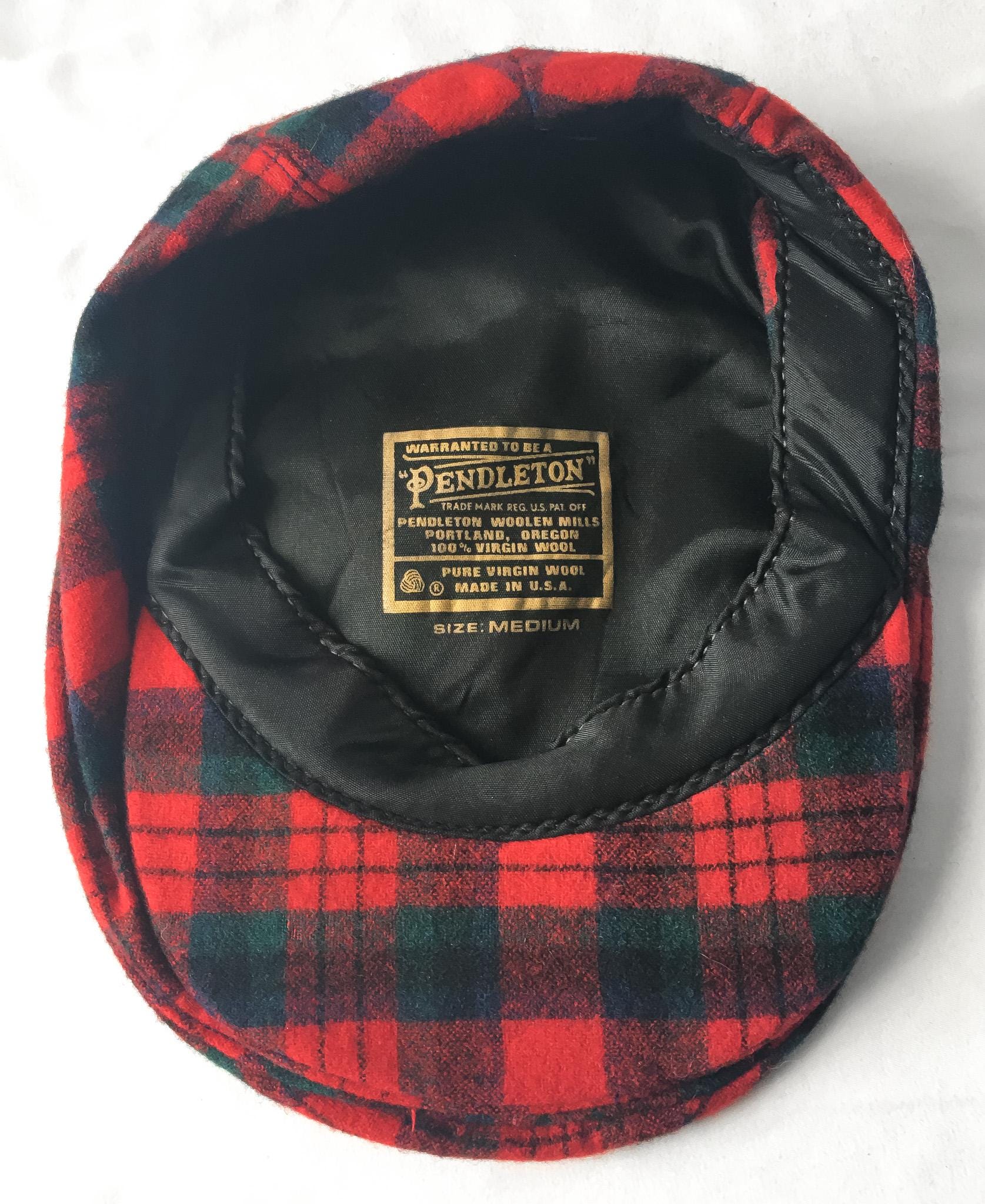 Vintage Pendleton Red Plaid Wool Newsboy Cap, Sz. M, Vintage Preppy Style Hat