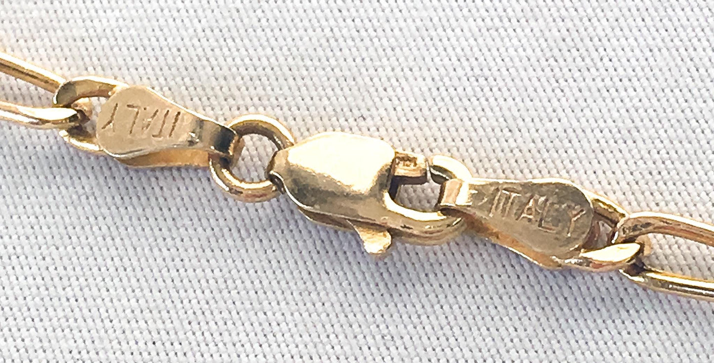 Vintage 14K Sand Dollar Pendant Necklace on 14K Italy Figaro Chain, 18", Beachy Boho Coastal Nautical Jewelry