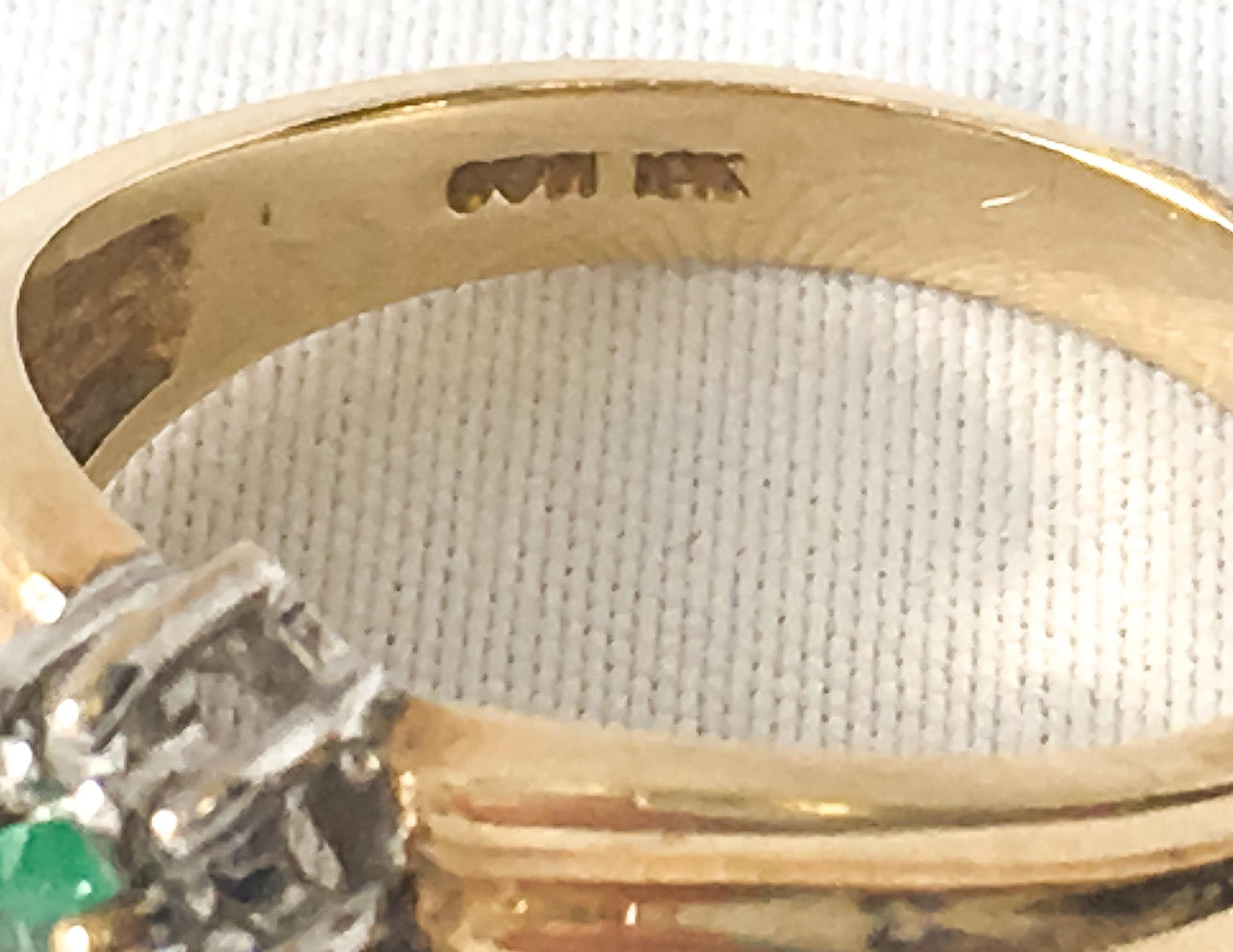 Vintage Columbian 10K Emerald Diamond Estate Ring Size 6, Art Deco Estate Jewelry