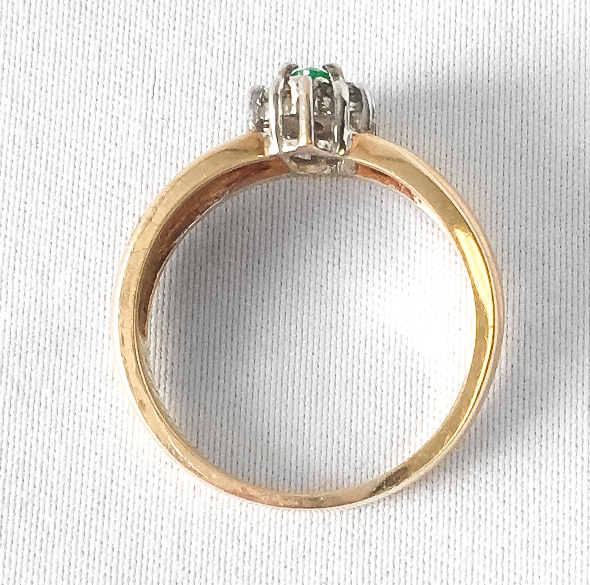 Vintage Columbian 10K Emerald Diamond Estate Ring Size 6, Art Deco Estate Jewelry