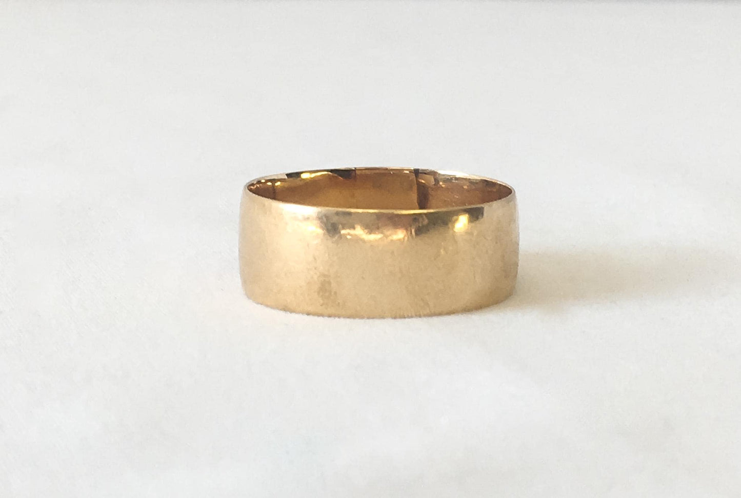 Vintage 14K Yellow Gold Smooth Thick Band Ring, Sz. 9, 7mm Width, Simple Everyday Stackable Ring