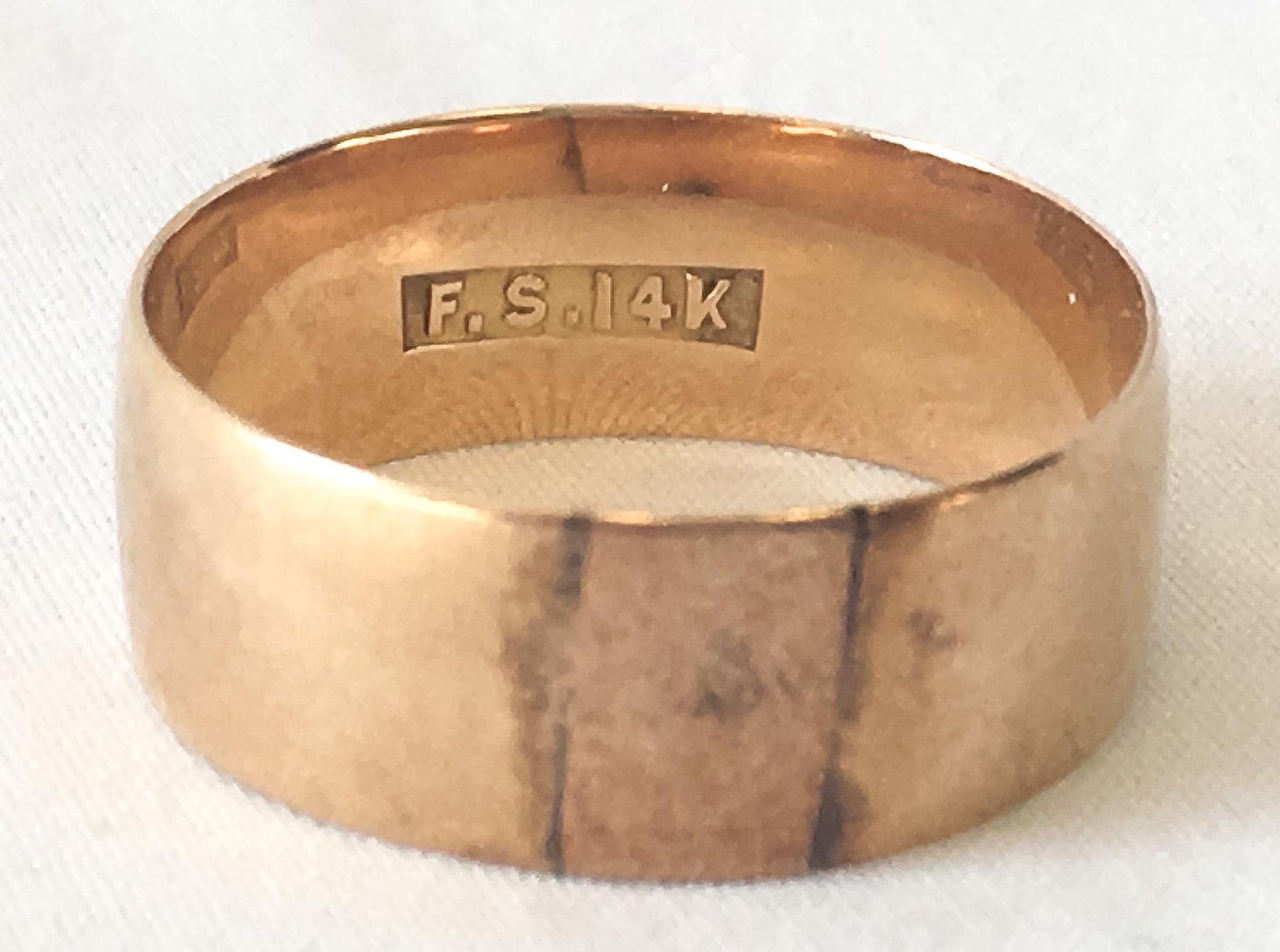 Vintage 14K Yellow Gold Smooth Thick Band Ring, Sz. 9, 7mm Width, Simple Everyday Stackable Ring