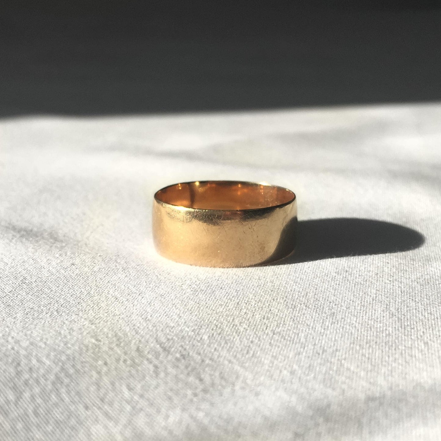 Vintage 14K Yellow Gold Smooth Thick Band Ring, Sz. 9, 7mm Width, Simple Everyday Stackable Ring