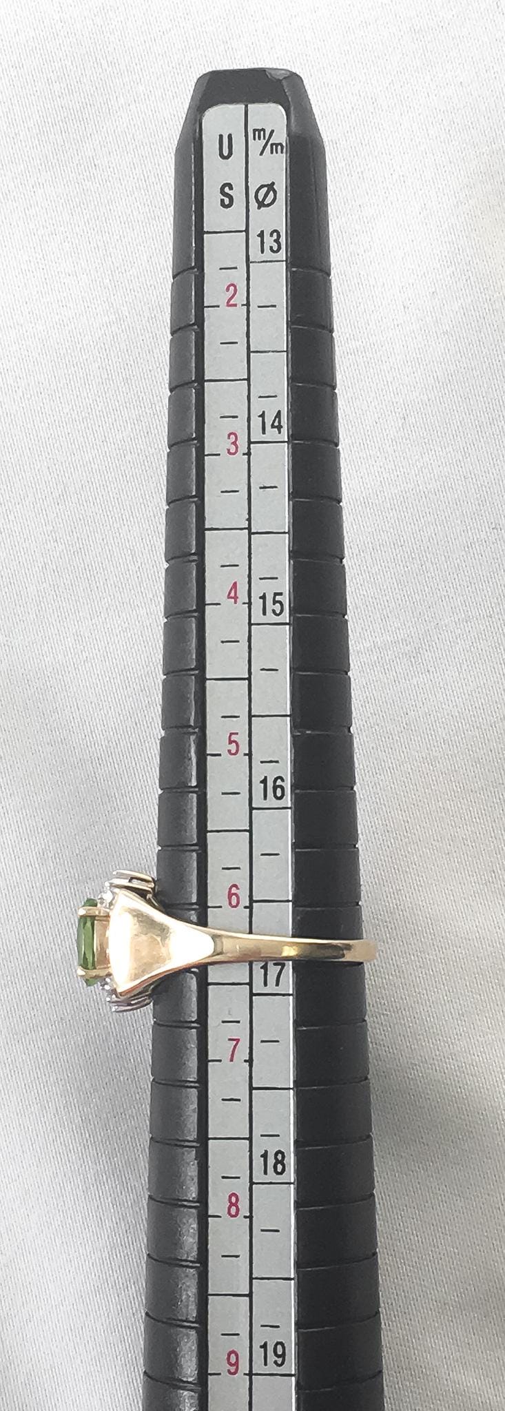 Vintage 10K Green Spinel White Sapphire Cluster Ring, Sz. 6.25, Vintage Art Deco Style Cocktail Statement Ring