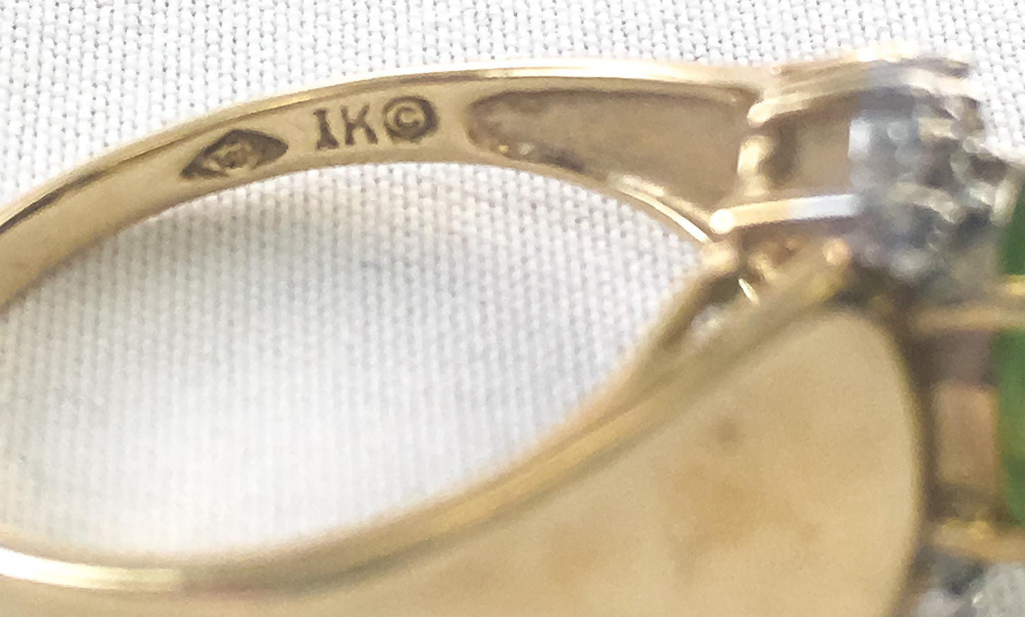 Vintage 10K Green Spinel White Sapphire Cluster Ring, Sz. 6.25, Vintage Art Deco Style Cocktail Statement Ring