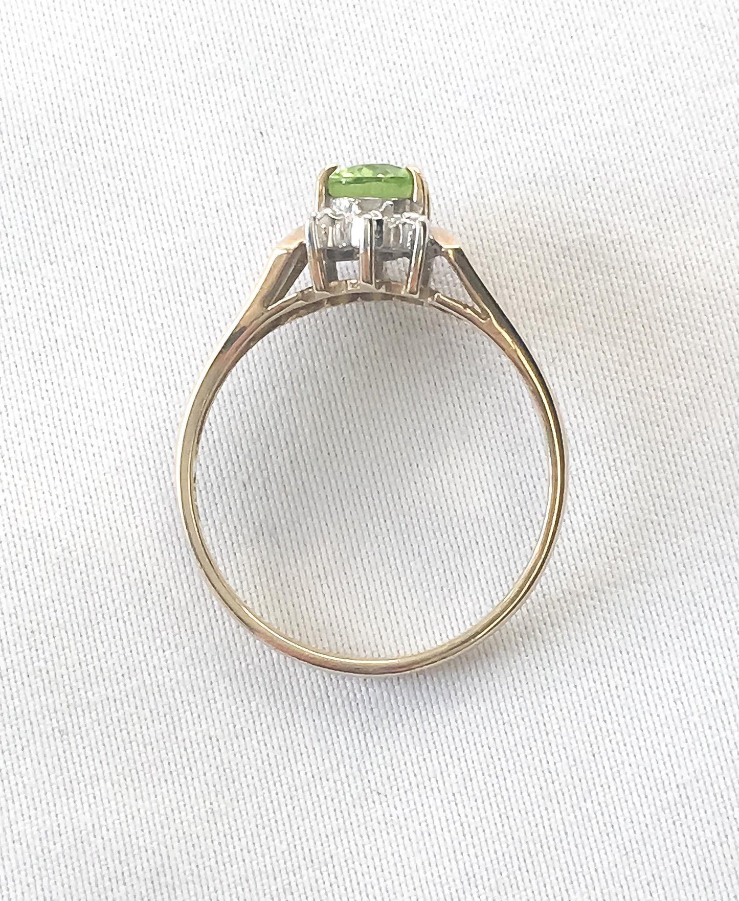 Vintage 10K Green Spinel White Sapphire Cluster Ring, Sz. 6.25, Vintage Art Deco Style Cocktail Statement Ring