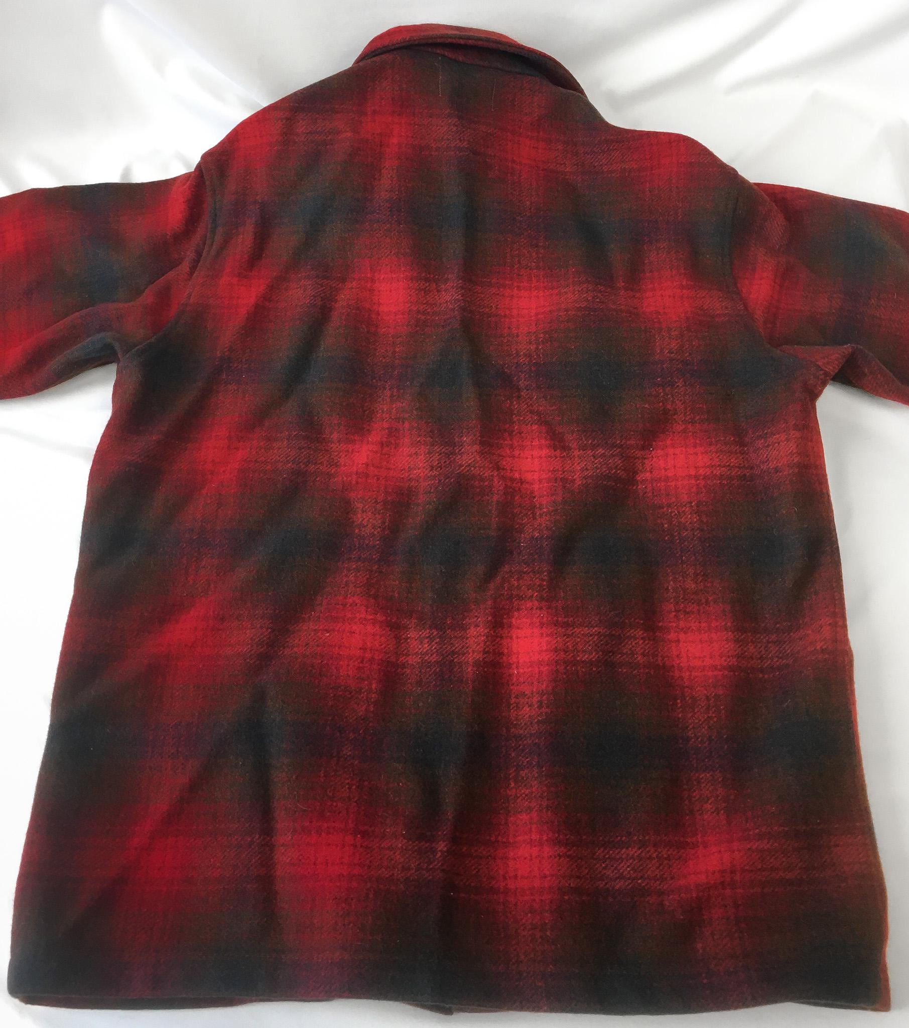 Vintage 70s Pendleton Red/Blue/Brown Plaid Wool Jacket, Men's Sz. M