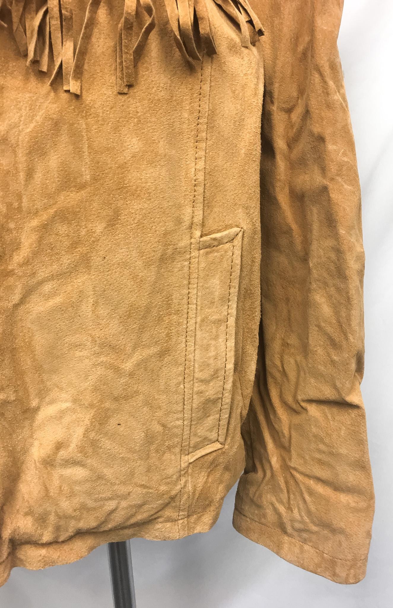 Vintage Scully Brown Tan Leather Suede Fringe Unisex Jacket, Men's Sz. M/L, Western Boho Leather Fringe Jacket