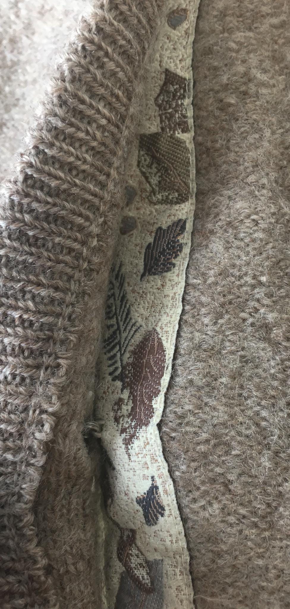 Vintage Woolrich Beige Pure Wool Sweater Vest with Leaf Details, Women's Sz. L/XL