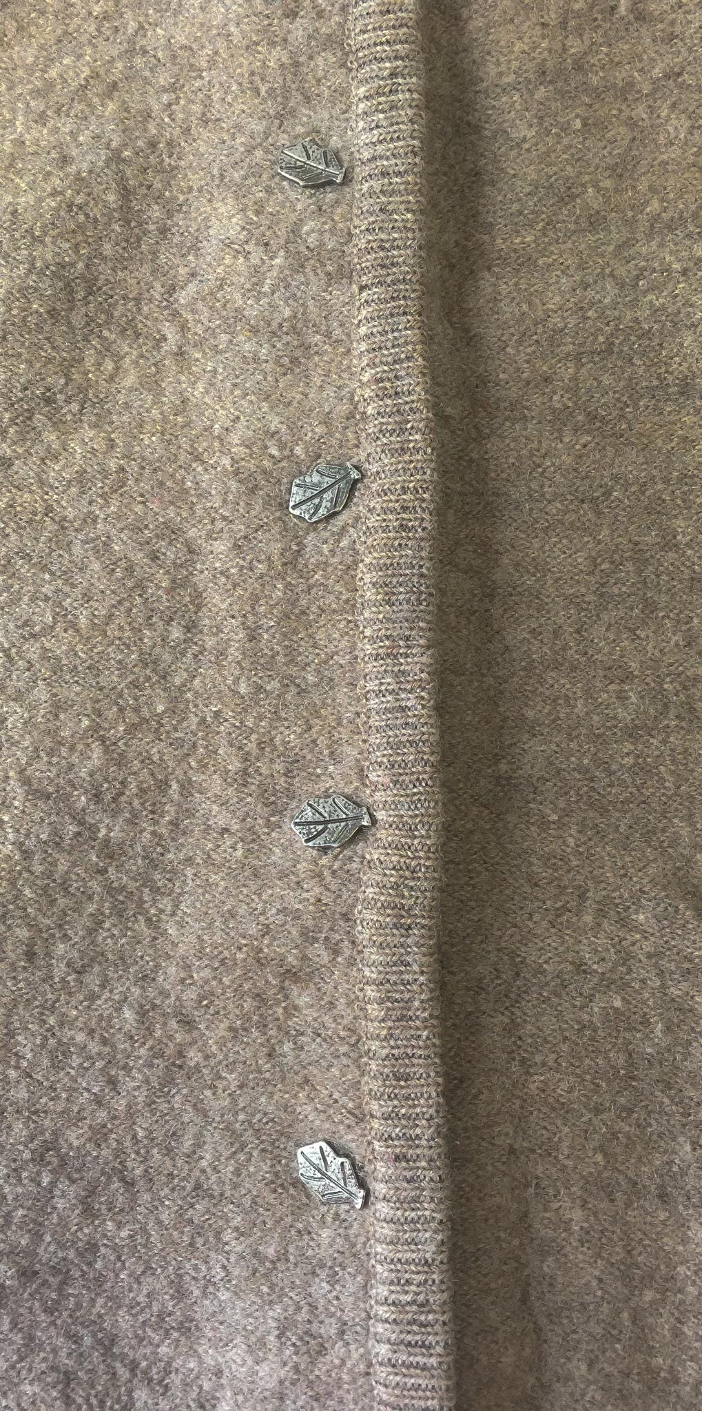 Vintage Woolrich Beige Pure Wool Sweater Vest with Leaf Details, Women's Sz. L/XL