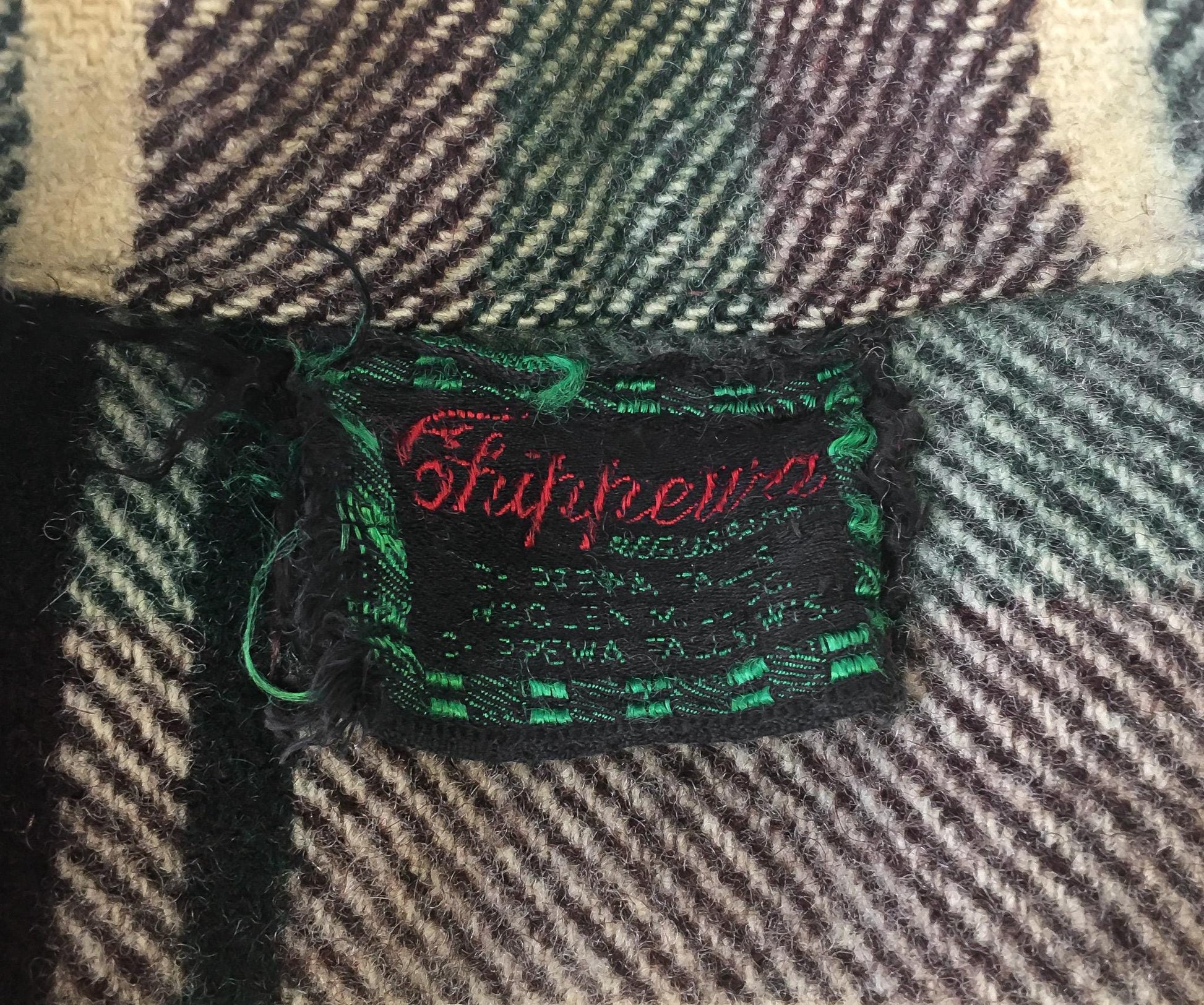 Vintage 50s Chippewa Falls Cream Brown Green Plaid Wool Shacket Coat, Approx. Men's M