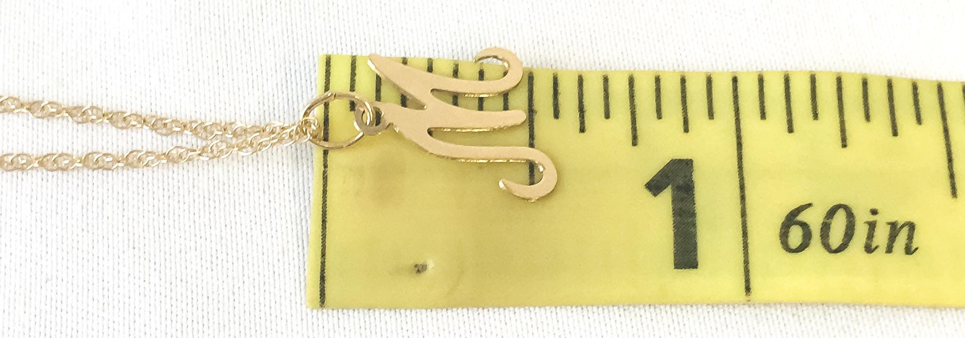 Vintage 14K Yellow Gold Cursive 'M' Monogram Initial 18" Pendant Necklace, Dainty Simple Everyday Initial Necklace