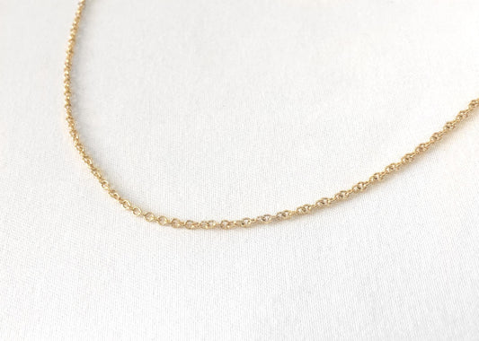 14K Italy Yellow Gold Cable Link Chain Necklace, Roughly 18", Roughly 1.5mm Width, Simple Everyday Layering Chain Necklace