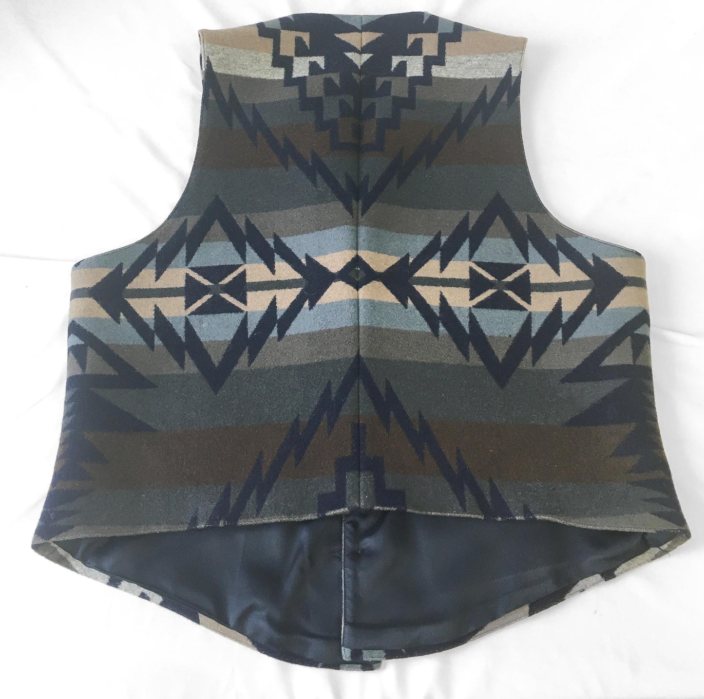 Vintage Pendleton Blue Gray Southwest Aztec Print Wool Vest, Men's Sz. L, Unisex Western Vest