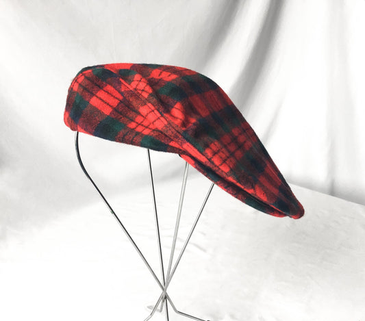 Vintage Pendleton Red Plaid Wool Newsboy Cap, Sz. M, Vintage Preppy Style Hat