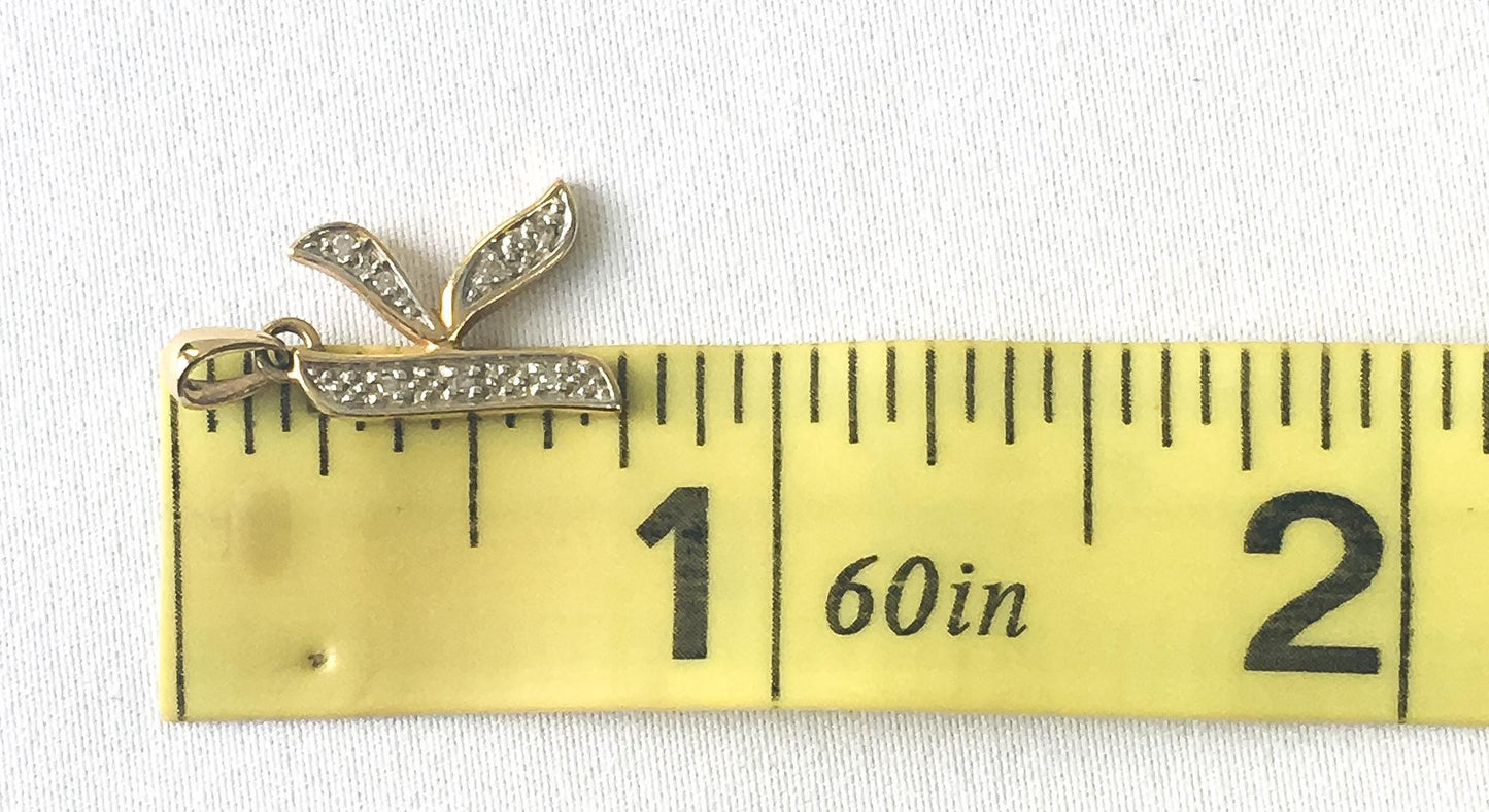 14K Yellow Gold White Sapphire 'K' Initial Monogram Pendant, .75", Simple Dainty Elegant Initial Pendant