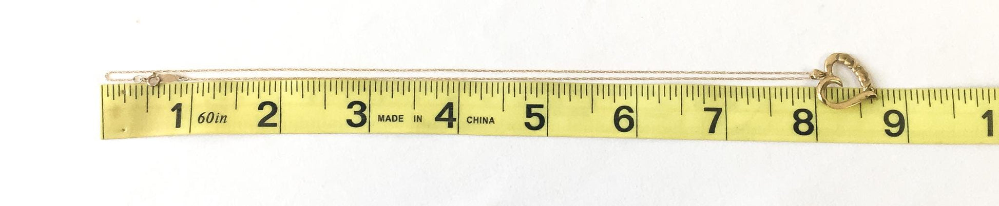 Vintage 10K Yellow Gold Open Faced Heart with Puffy Heart Detail 16" Necklace, Simple Elegant Heart Necklace