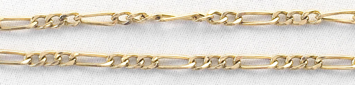 Vintage 14K Sand Dollar Pendant Necklace on 14K Italy Figaro Chain, 18", Beachy Boho Coastal Nautical Jewelry