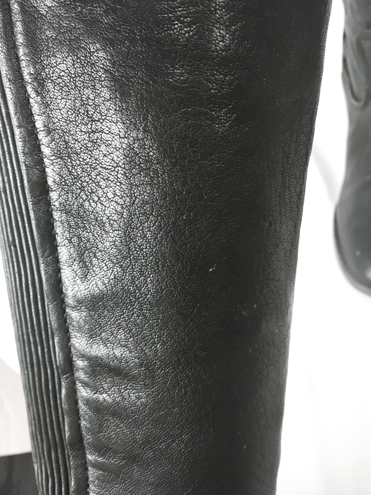 Vintage Frye Melissa Scrunch Black Leather Knee High Boots, Women's Sz. 9.5M