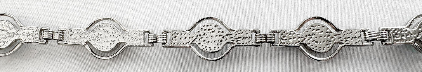 Vintage Silver Blue Stone Faux Turquoise Circular Adjustable Chain Link Belt, 33" - 40" Waist, Unique Statement Retro Style Belt