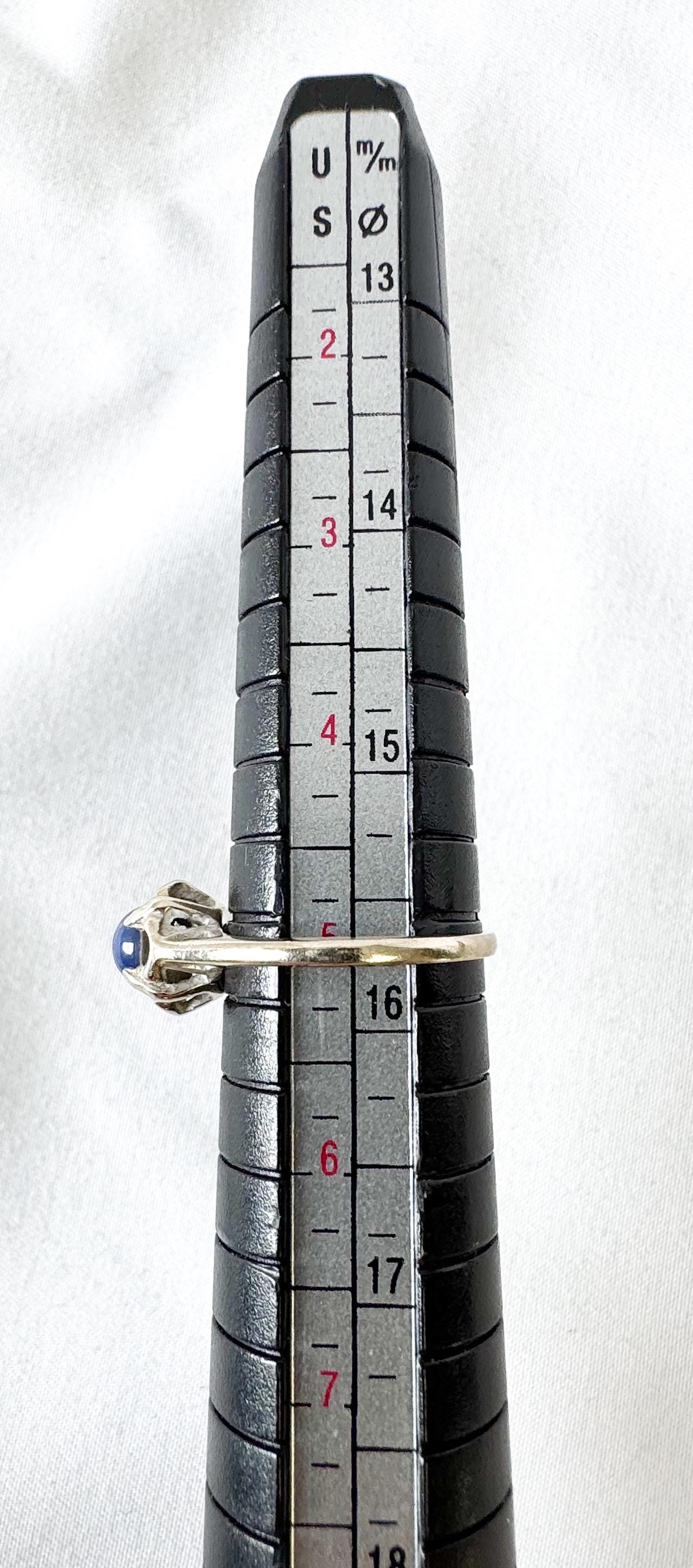 Vintage 10K Yellow Gold Blue Sapphire Flower Ring, Sz. 5, Dainty Everyday Simple Ring