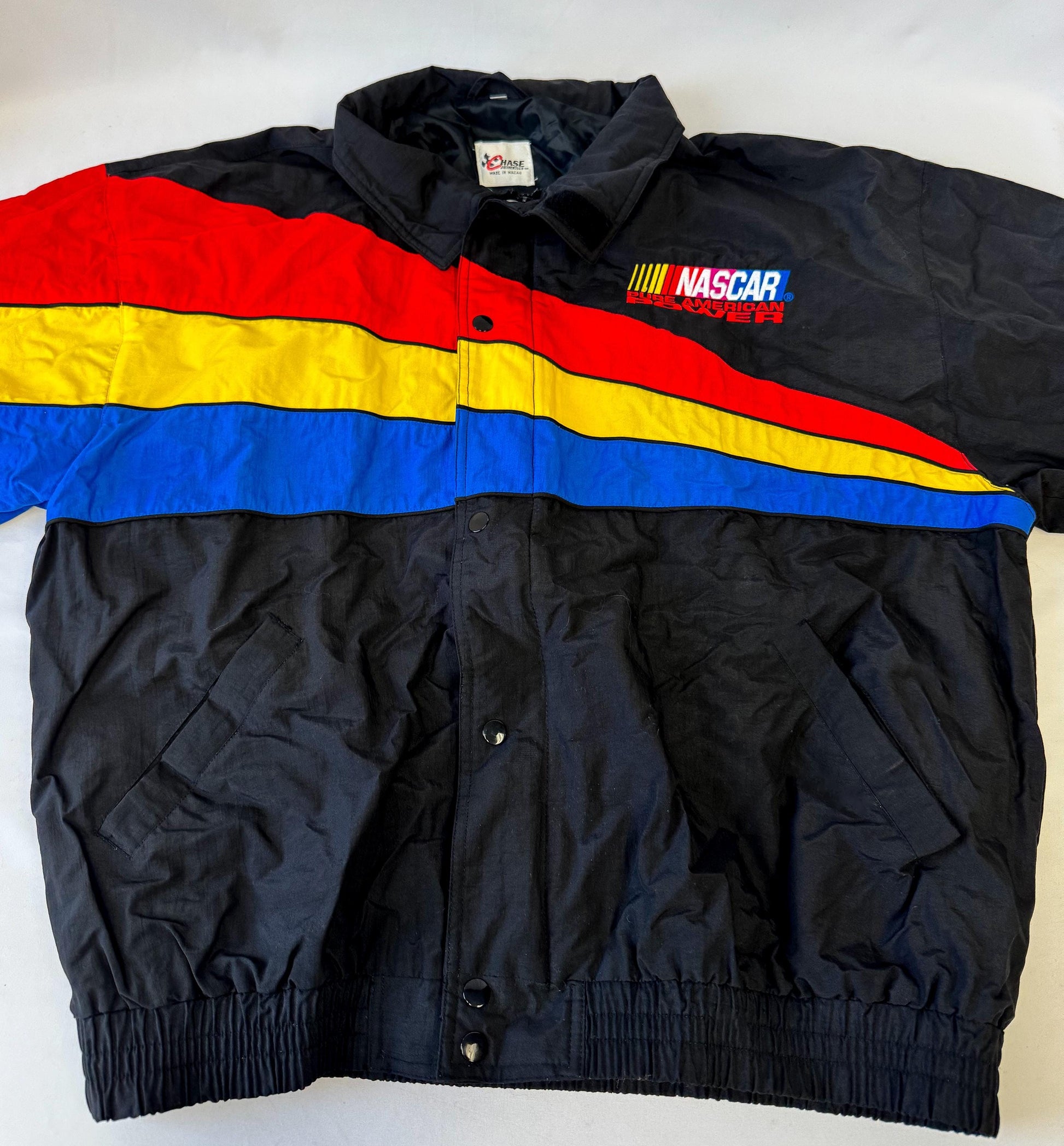 Vintage Style Chase Authentics NASCAR Black Windbreaker Jacket, Mens Sz. XL