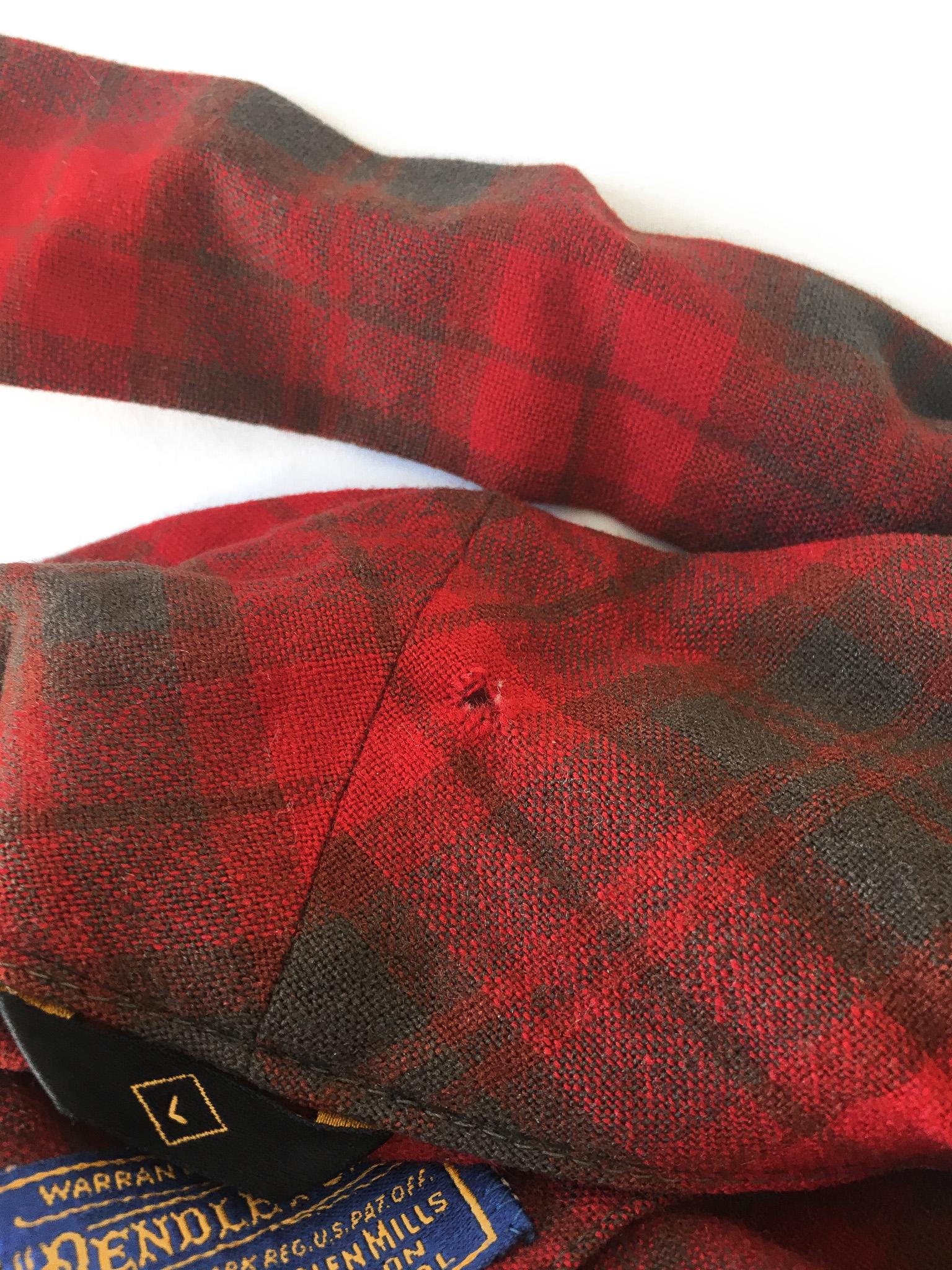 Vintage 60s Pendleton Red Plaid Pure Wool Bathrobe/Long Lightweight Unisex Overcoat, Vintage Men's Large