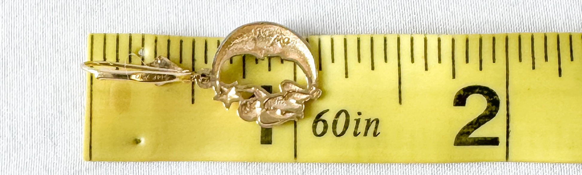 Vintage Michael Anthony 14K Two Tone Crescent Moon Star Cherub Angel Dangle Earrings, Vintage Celestial Earrings