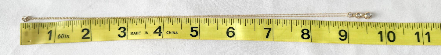 10K Yellow Gold Diamond 3 Stone Drop Pendant 18 Inch Necklace, Simple Dainty Everyday Minimalist Necklace