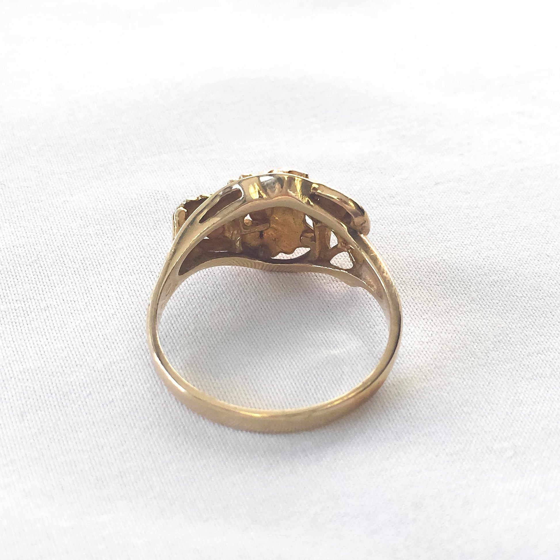 Vintage 10K Landstrom's Black Hills Gold Large Cluster Leaf Ring, Sz. 9.75, Vintage Black Hills Gold Jewelry