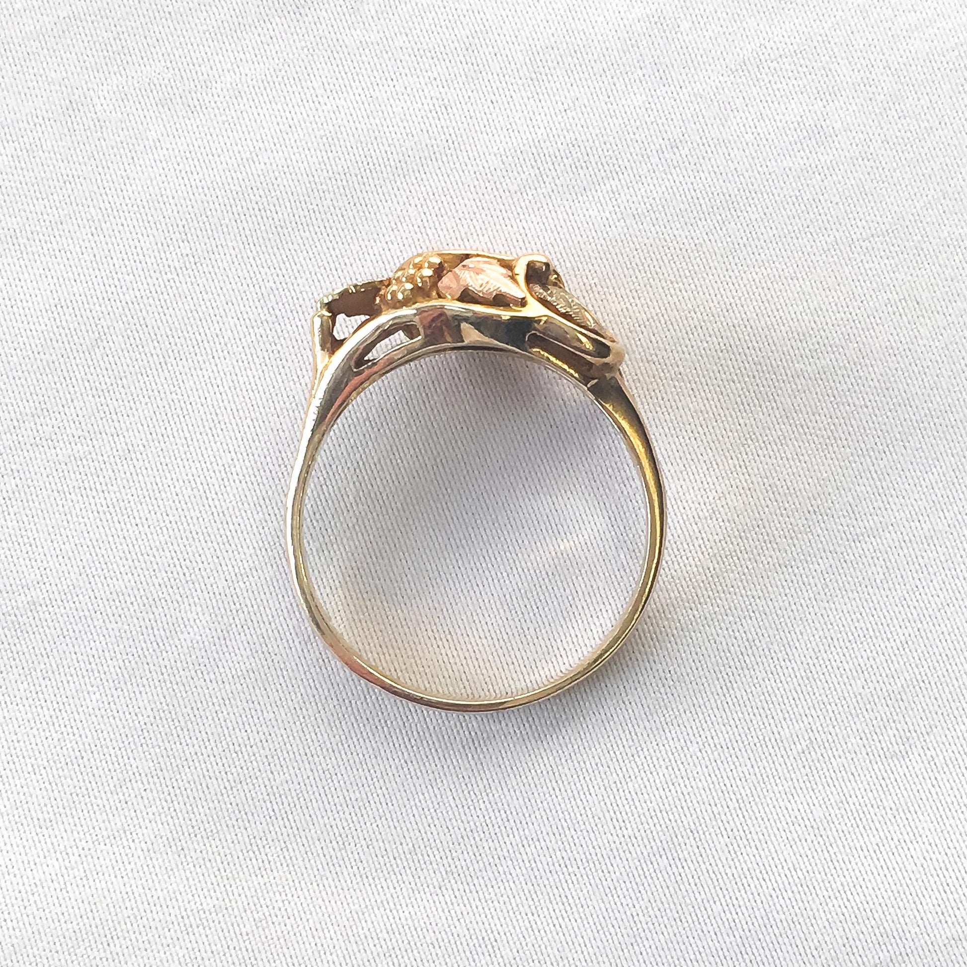 Vintage 10K Landstrom's Black Hills Gold Large Cluster Leaf Ring, Sz. 9.75, Vintage Black Hills Gold Jewelry