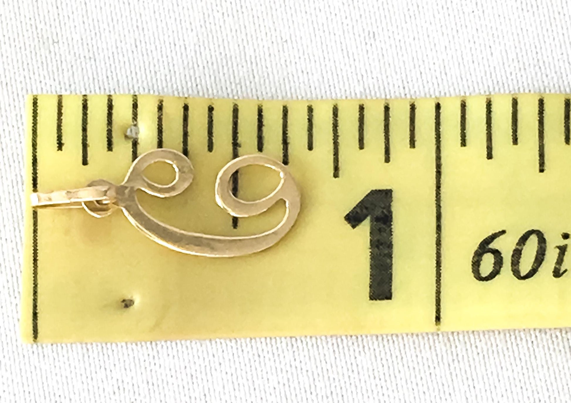 Vintage 14K Yellow Gold 'C' Cursive Initial Monogram Pendant, Simple Dainty Everyday Minimalist Pendant