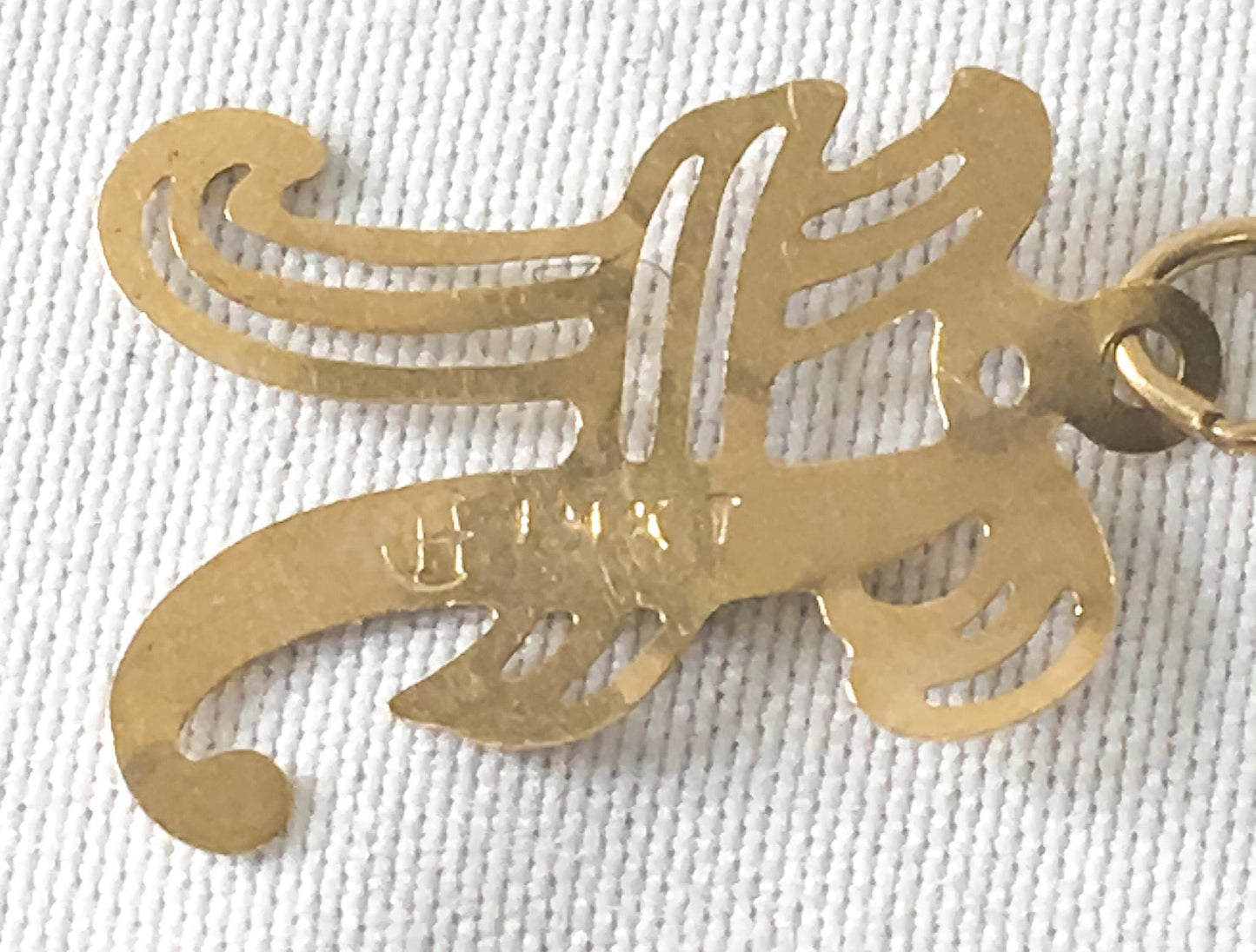 Vintage 14K 'H' Cursive Initial Monogram Pendant, Simple Dainty Everyday Minimalist Pendant