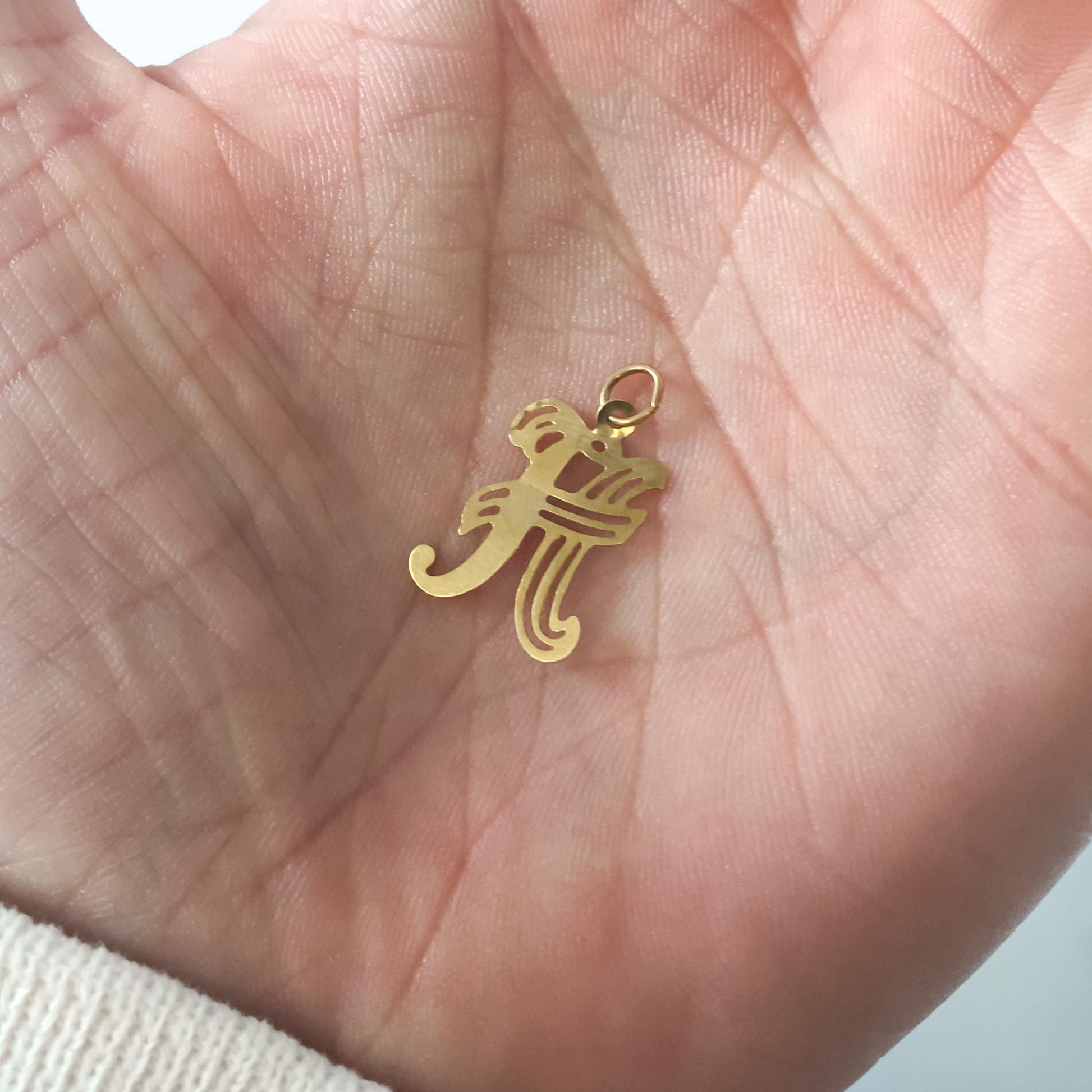 Vintage 14K 'H' Cursive Initial Monogram Pendant, Simple Dainty Everyday Minimalist Pendant