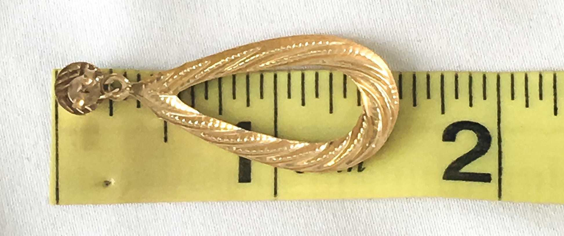 Vintage 14K Ribbed Textured Teardrop Dangle Stud Earrings, Lightweight Simple Elegant Retro Style Earrings