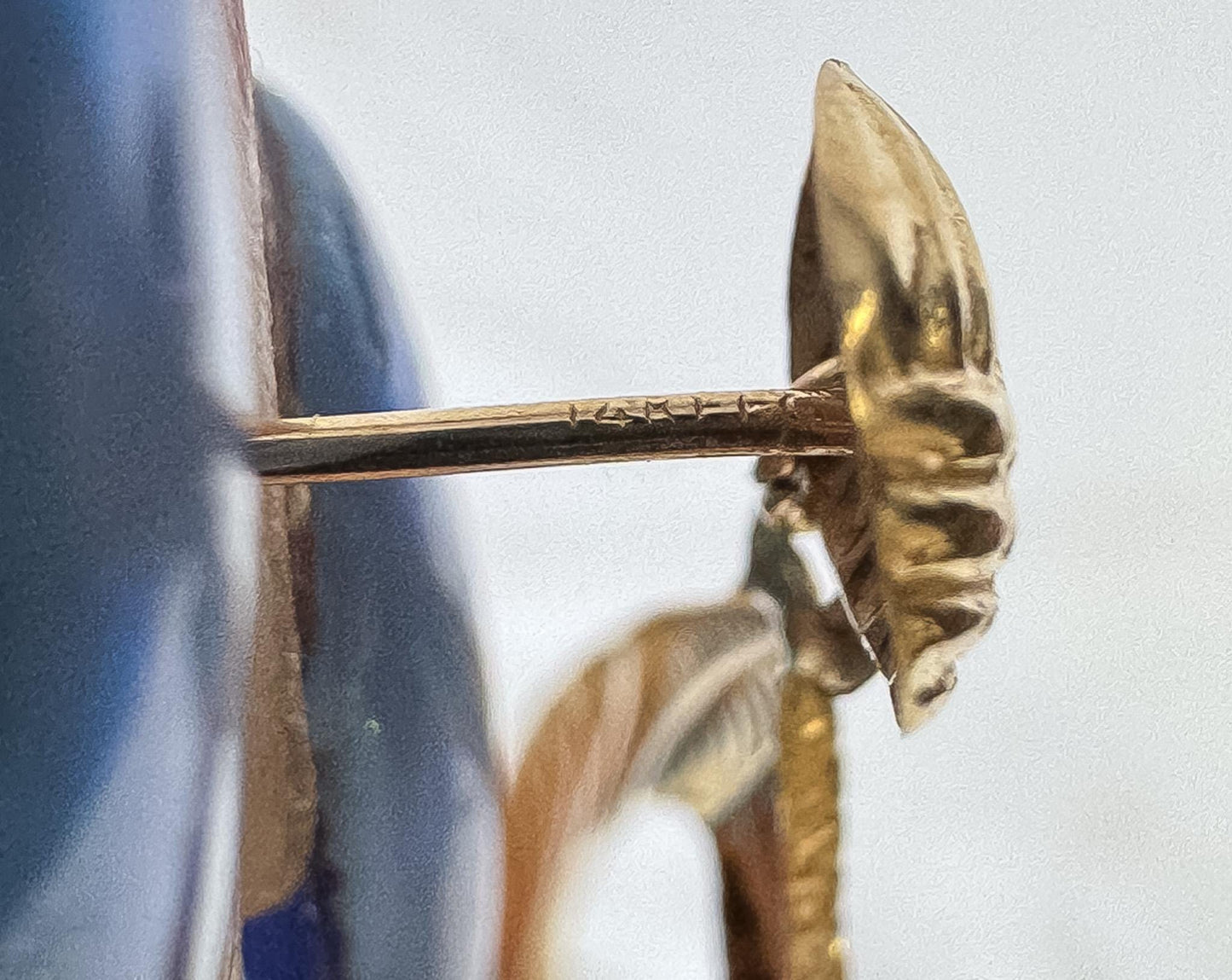 Vintage 14K Ribbed Textured Teardrop Dangle Stud Earrings, Lightweight Simple Elegant Retro Style Earrings