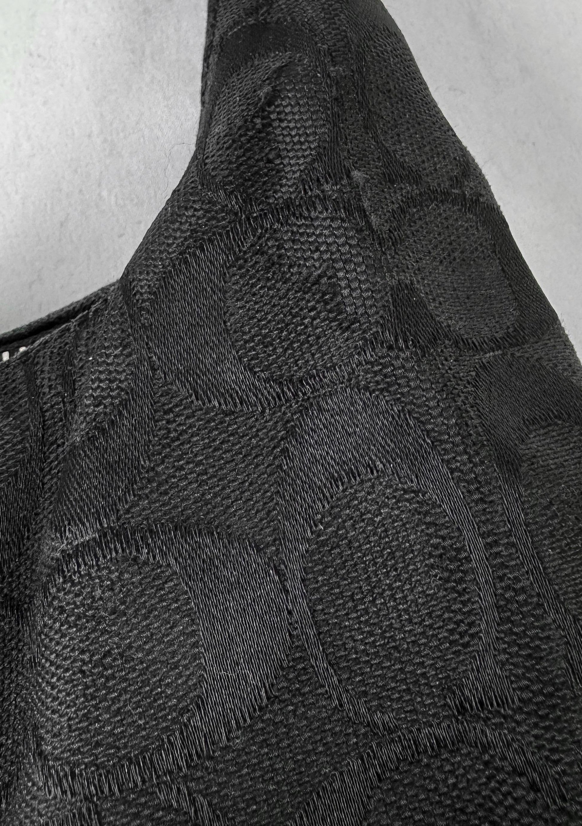 Y2K 00s Coach Signature Hamilton Black Monogram Hobo Canvas Leather Medium Shoulder Bag, Style 6824