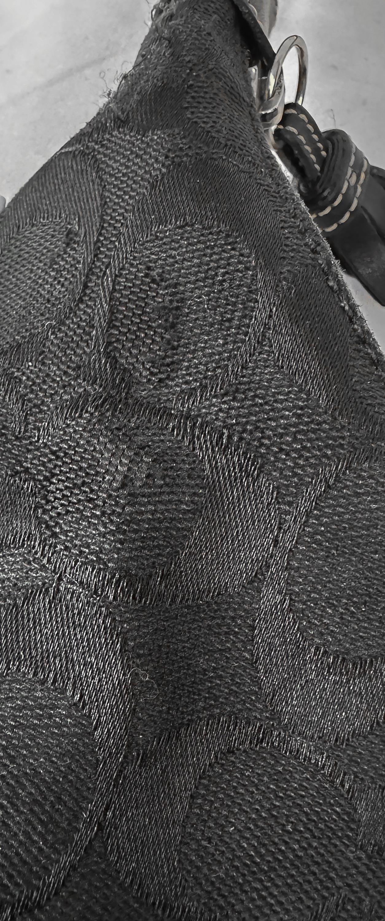 Y2K 00s Coach Signature Hamilton Black Monogram Hobo Canvas Leather Medium Shoulder Bag, Style 6824