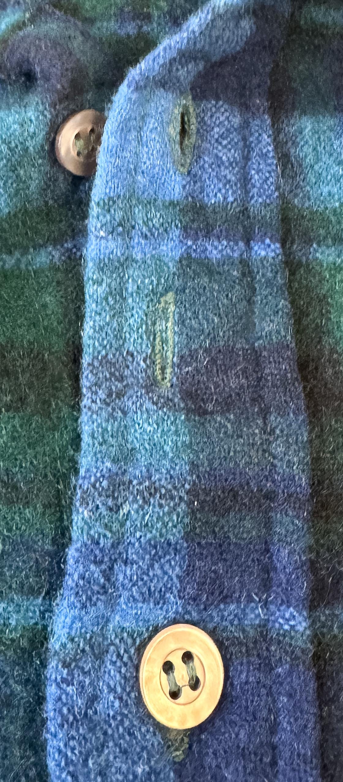 Vintage 70s JCPenney Blue Green Plaid Quilted Wool Button Down, Vintage Men's M