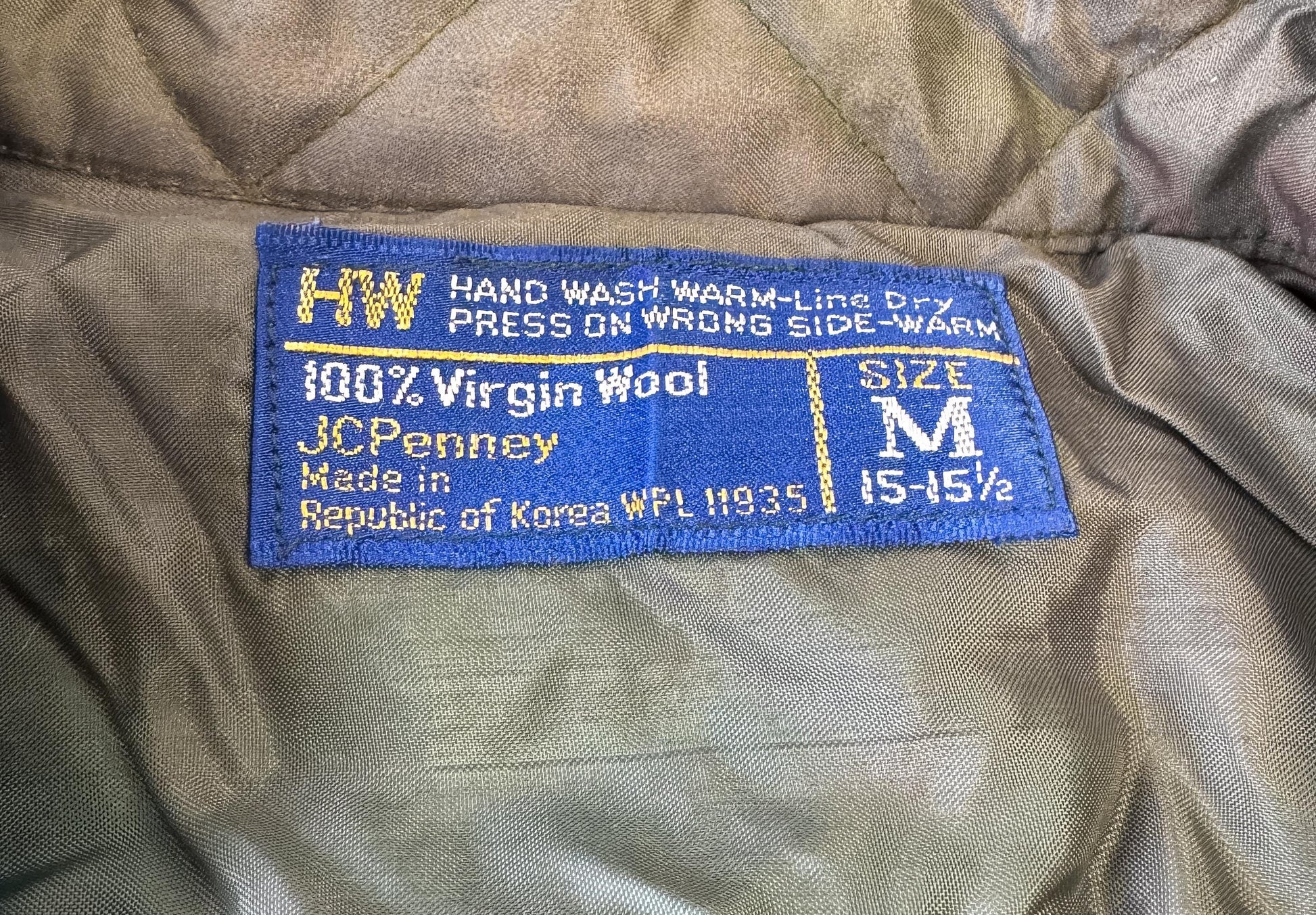 Vintage 70s JCPenney Blue Green Plaid Quilted Wool Button Down, Vintage Men's M